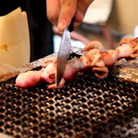 Skewer of grilled mini octopus - Preparation
